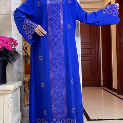 Abaya Azul con Bordado