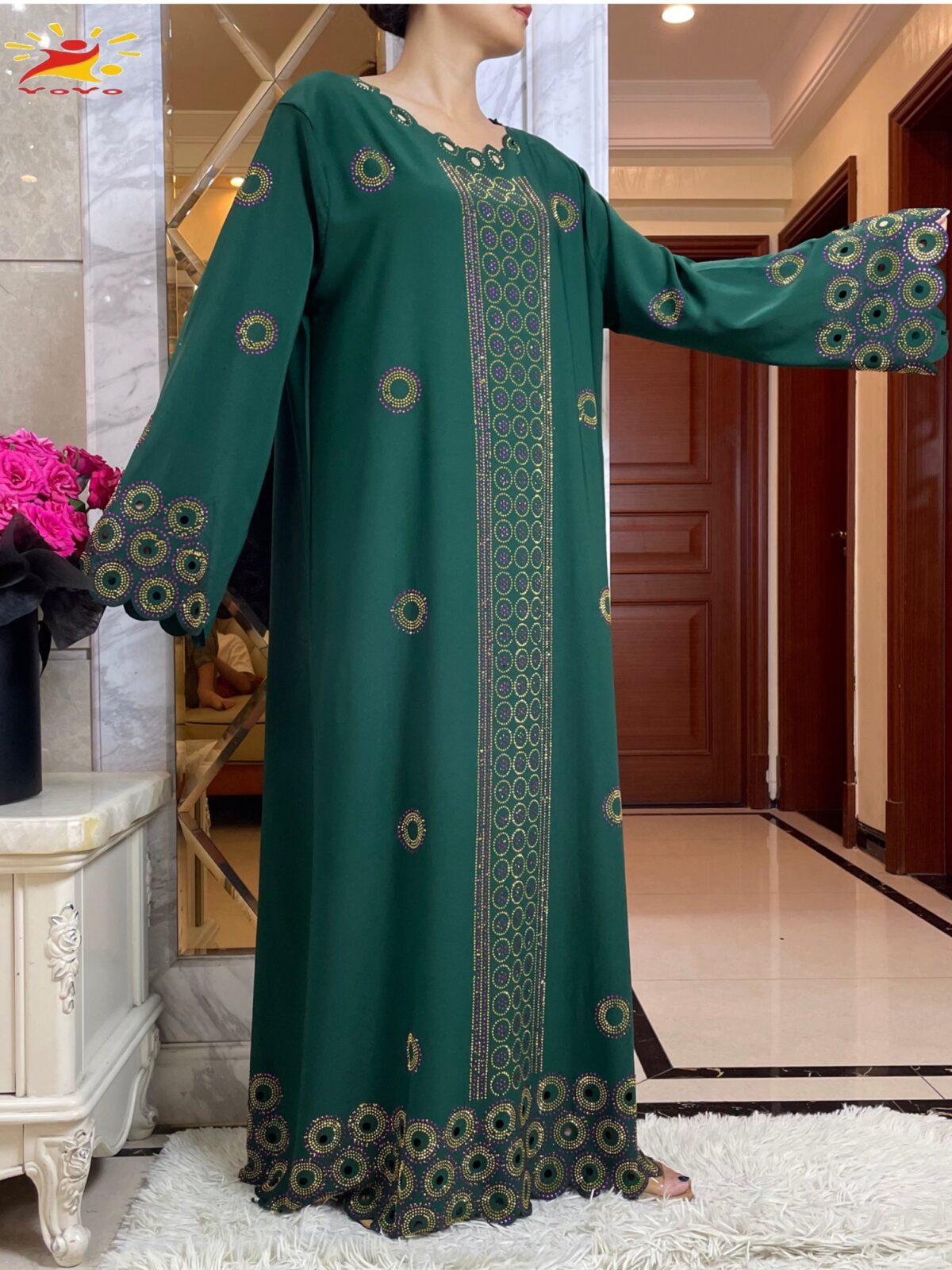 Abaya Verde con Bordado